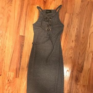 Gray boutique midi dress!